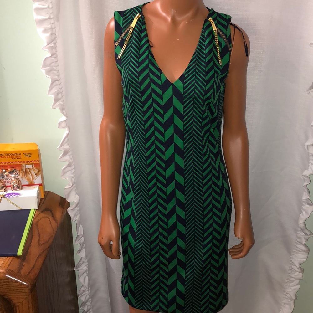 Michael Kors beautiful green/navy blue dress SZ XS